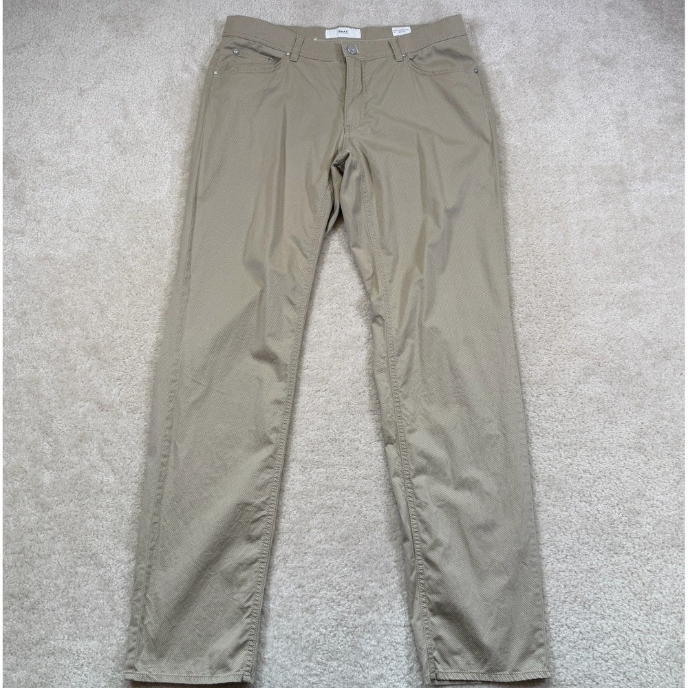 Brax Ultralight Cooper Fancy Chino Pants Mens 34x32 (34x34tag) Tan Regular Fit